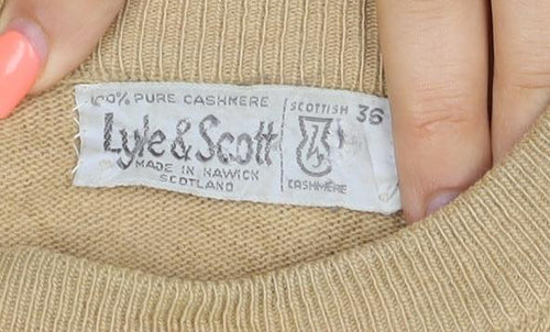 Julie & Scott Women Beige Size 36 Cashmere Knit Short Sleeve Jumper