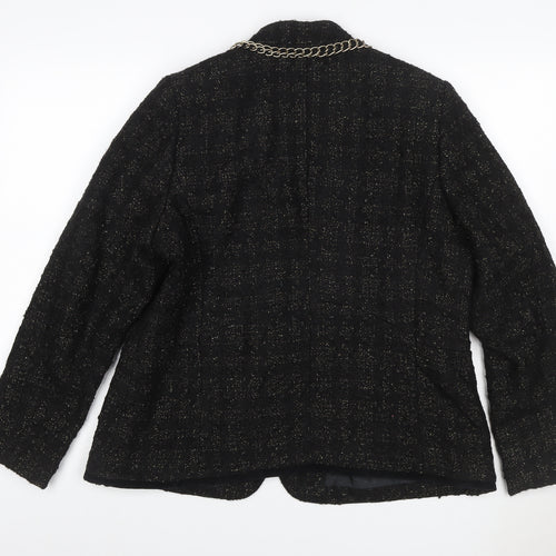 Per Una Women Black UK 18 Bouclé Gold Chain Trim Lined Blazer Jacket