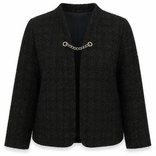 Per Una Women Black UK 18 Bouclé Gold Chain Trim Lined Blazer Jacket