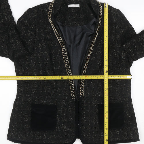 Per Una Women Black UK 18 Bouclé Gold Chain Trim Lined Blazer Jacket