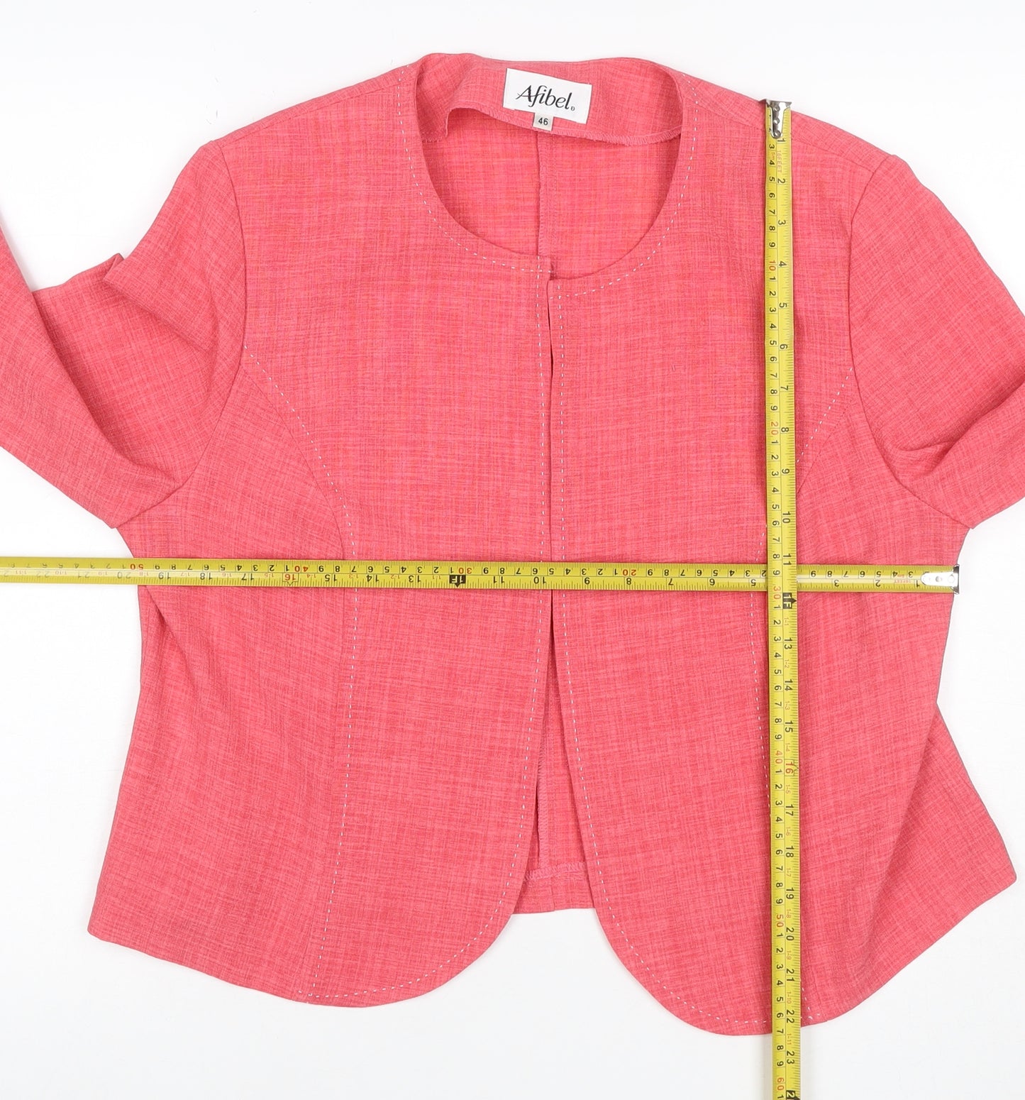 Afibel Women’s Pink UK 18 Tailored 3/4 Sleeve Suit Jacket Blazer