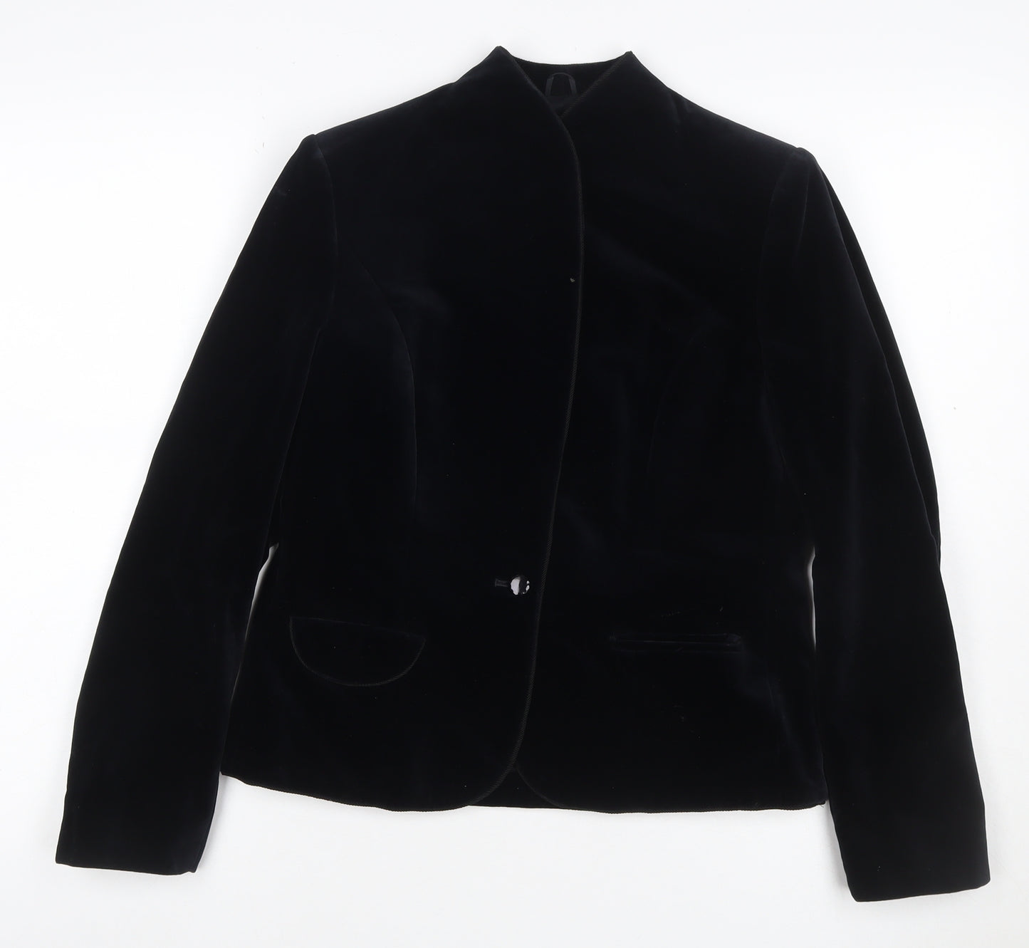 Bill Blass & Co Women’s Black UK 4 Velvet Single-Breasted Blazer