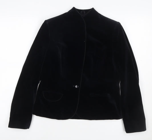 Bill Blass & Co Women’s Black UK 4 Velvet Single-Breasted Blazer