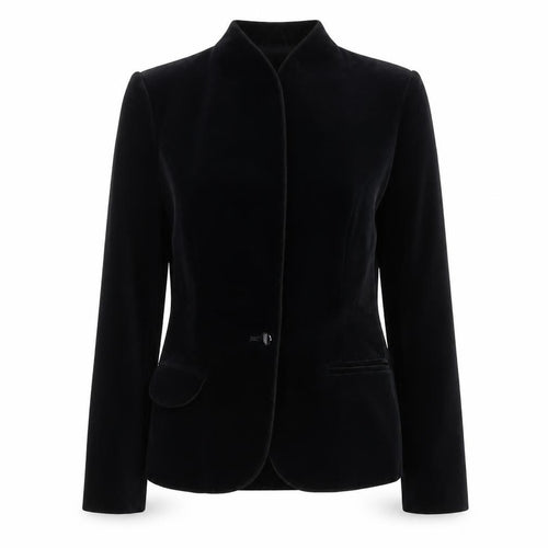 Bill Blass & Co Women’s Black UK 4 Velvet Single-Breasted Blazer