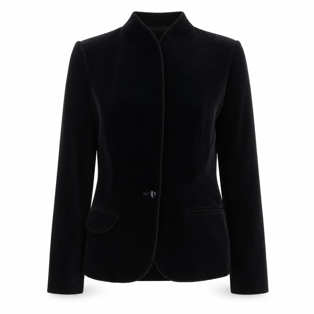 Bill Blass & Co Women’s Black UK 4 Velvet Single-Breasted Blazer