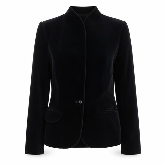 Bill Blass & Co Women’s Black UK 4 Velvet Single-Breasted Blazer