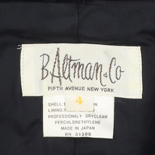 Bill Blass & Co Women’s Black UK 4 Velvet Single-Breasted Blazer