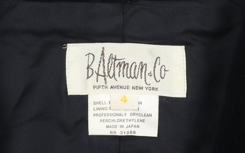 Bill Blass & Co Women’s Black UK 4 Velvet Single-Breasted Blazer