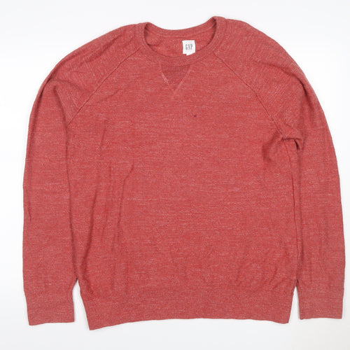 Gap Women’s Red Cotton Crew Neck Raglan Pullover Jumper Size L