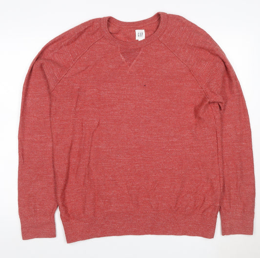 Gap Women’s Red Cotton Crew Neck Raglan Pullover Jumper Size L