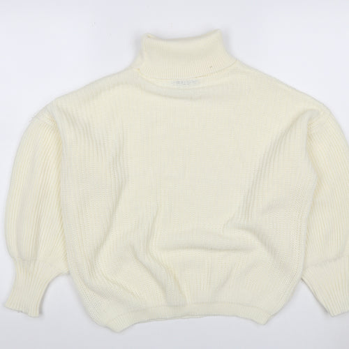 Boohoo Women’s Ivory S Roll Neck Balloon Sleeve Knit Jumper