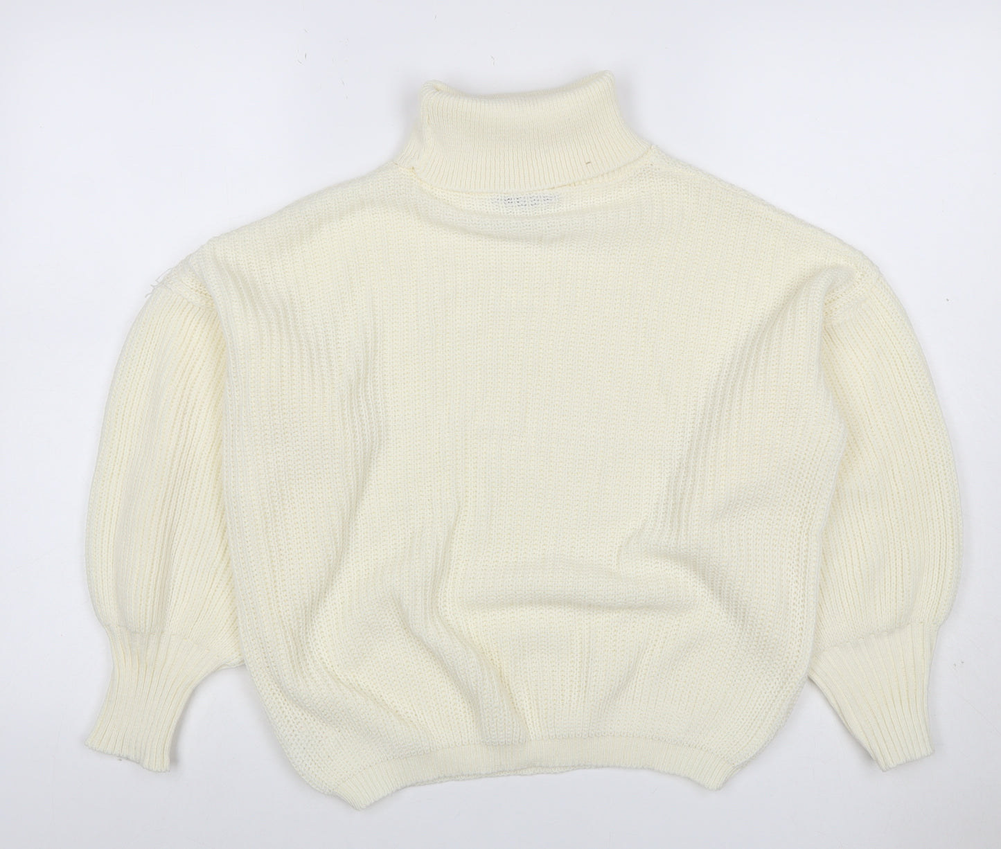 Boohoo Women’s Ivory S Roll Neck Balloon Sleeve Knit Jumper