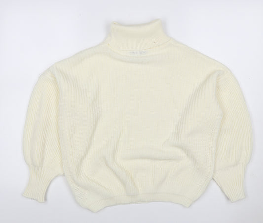 Boohoo Women’s Ivory S Roll Neck Balloon Sleeve Knit Jumper