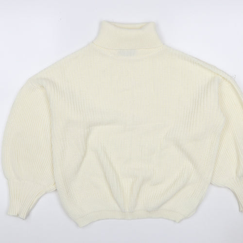 Boohoo Women’s Ivory S Roll Neck Balloon Sleeve Knit Jumper