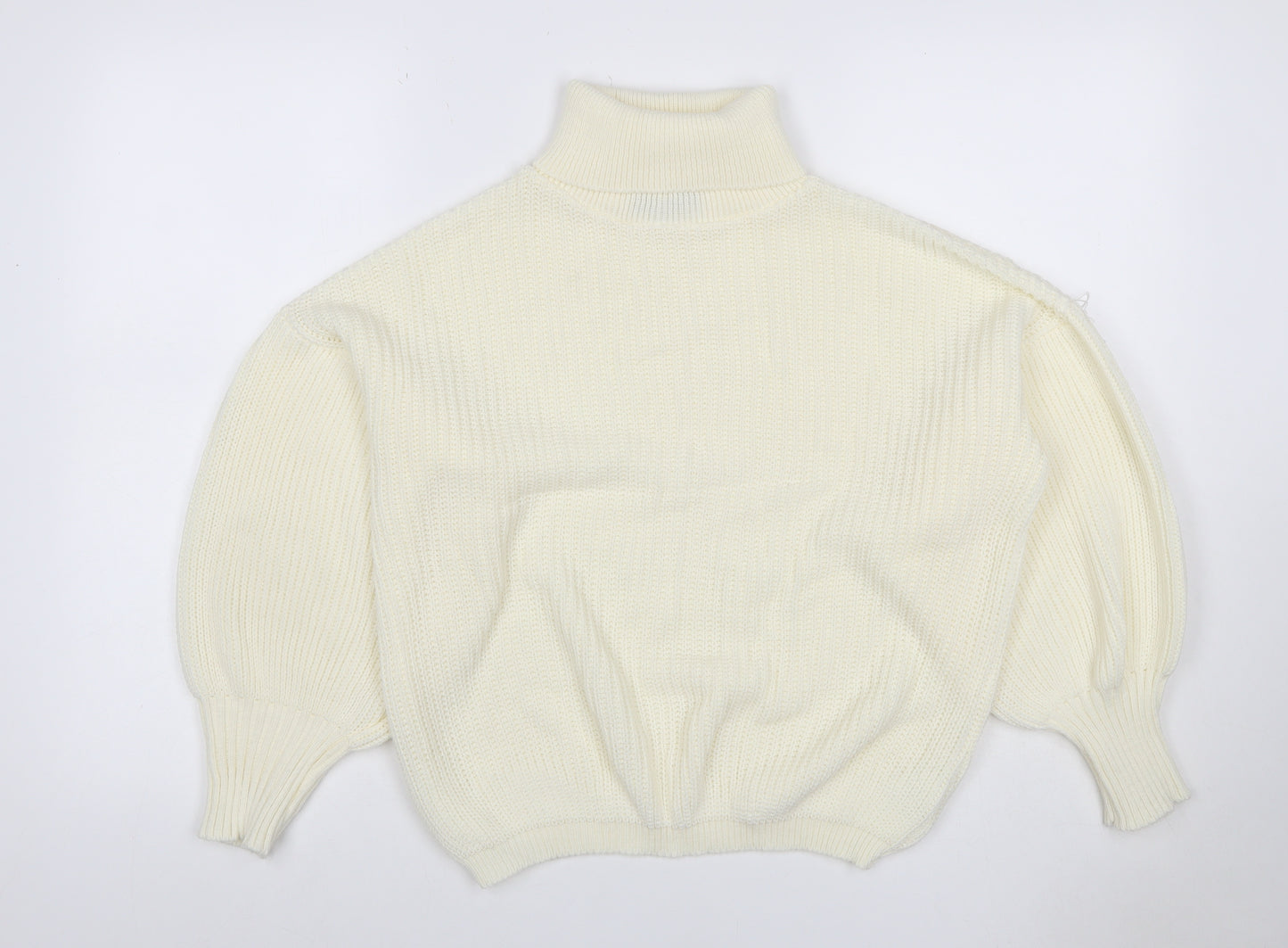 Boohoo Women’s Ivory S Roll Neck Balloon Sleeve Knit Jumper