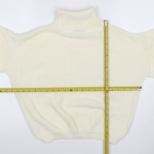 Boohoo Women’s Ivory S Roll Neck Balloon Sleeve Knit Jumper