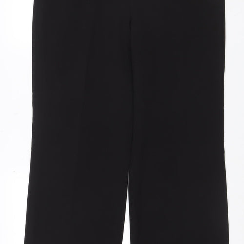 Mango Women Black Size 14 Wide-Leg Smart Trousers Zip Detail