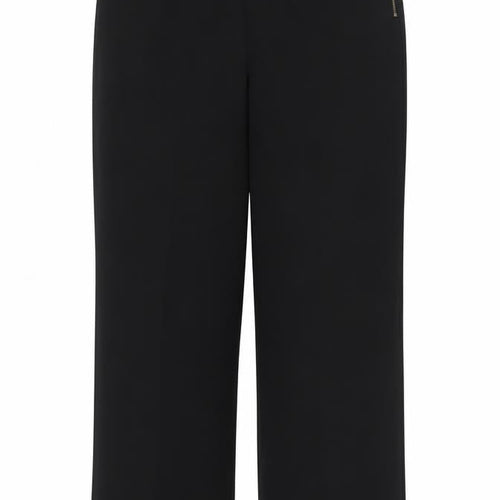 Mango Women Black Size 14 Wide-Leg Smart Trousers Zip Detail