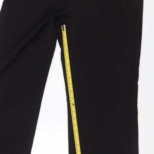 Mango Women Black Size 14 Wide-Leg Smart Trousers Zip Detail