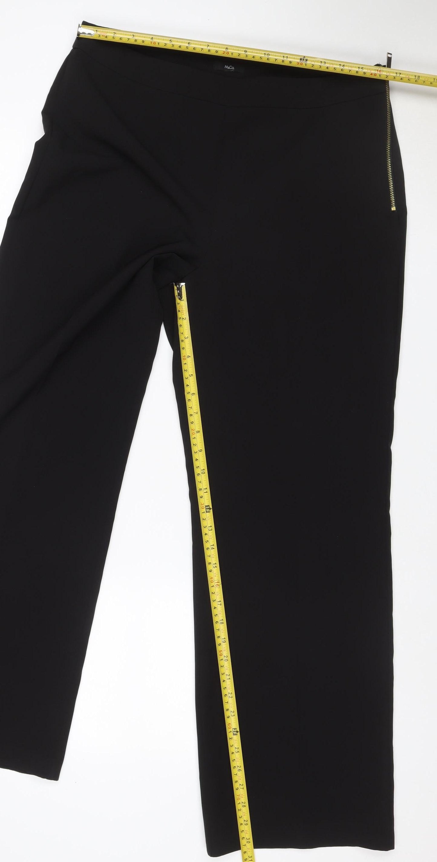 Mango Women Black Size 14 Wide-Leg Smart Trousers Zip Detail