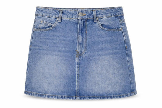 Bershka Women’s Blue Denim A-Line Mini Skirt UK 10 Pockets