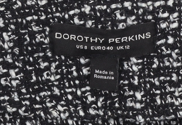 Dorothy Perkins Women Black White UK 12 Tweed Blazer Workwear