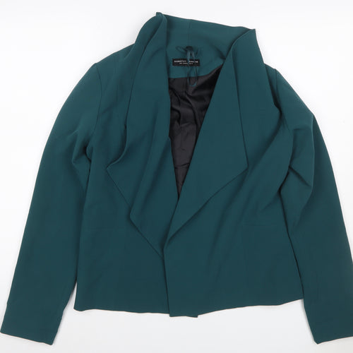 Dorothy Perkins Women Green UK 10 Lined Open Front Shawl Lapel Blazer