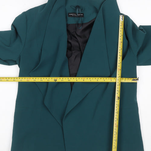 Dorothy Perkins Women Green UK 10 Lined Open Front Shawl Lapel Blazer