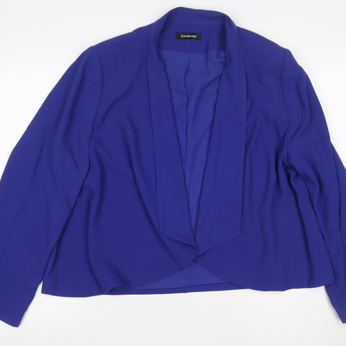Kaleidoscope Women Blue UK 22 Open Front Shawl Collar Blazer Jacket