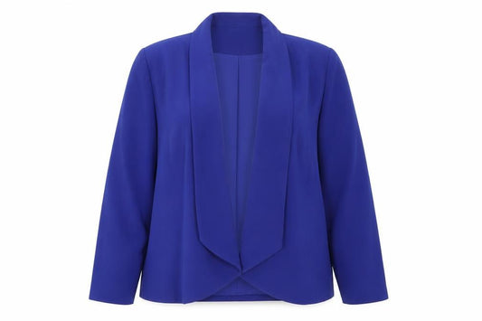 Kaleidoscope Women Blue UK 22 Open Front Shawl Collar Blazer Jacket