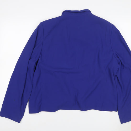 Kaleidoscope Women Blue UK 22 Open Front Shawl Collar Blazer Jacket
