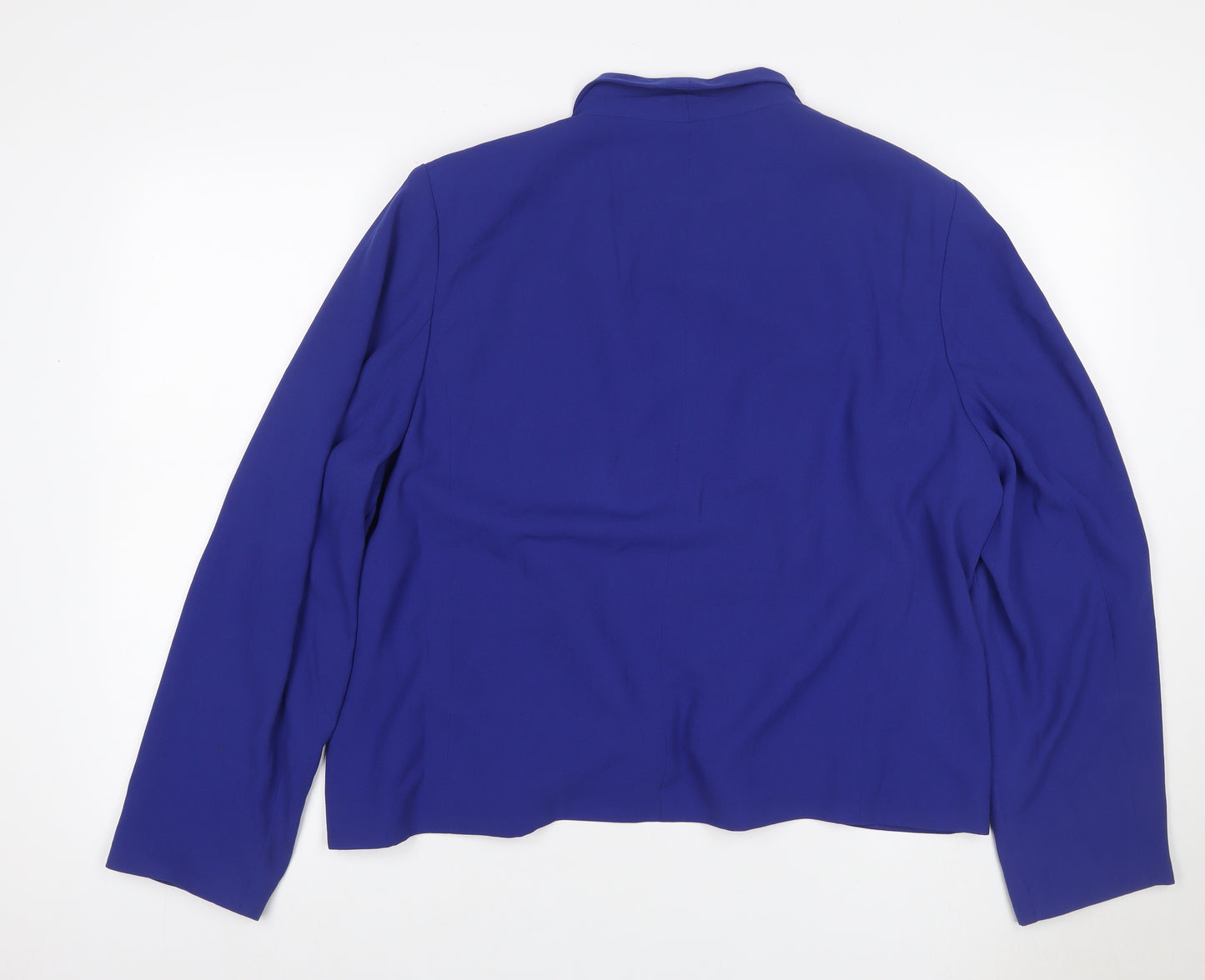 Kaleidoscope Women Blue UK 22 Open Front Shawl Collar Blazer Jacket