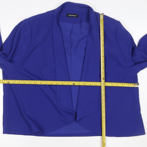 Kaleidoscope Women Blue UK 22 Open Front Shawl Collar Blazer Jacket