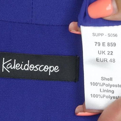Kaleidoscope Women Blue UK 22 Open Front Shawl Collar Blazer Jacket