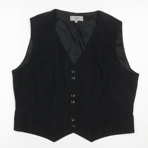 Marks & Spencer Women Black Pinstripe Waistcoat Size 18 Formal Lined