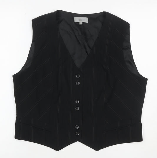 Marks & Spencer Women Black Pinstripe Waistcoat Size 18 Formal Lined
