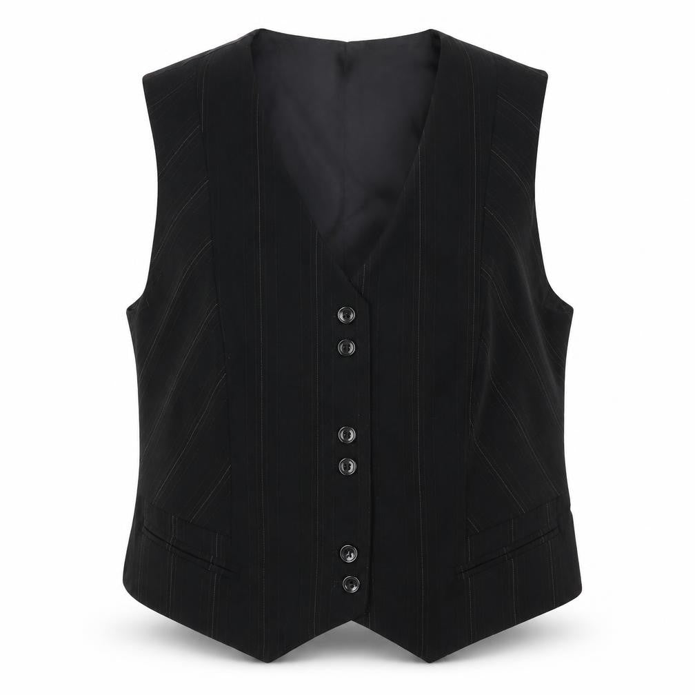 Marks & Spencer Women Black Pinstripe Waistcoat Size 18 Formal Lined
