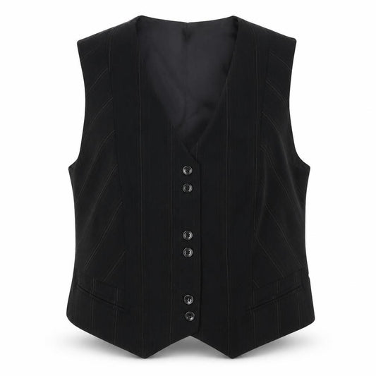 Marks & Spencer Women Black Pinstripe Waistcoat Size 18 Formal Lined
