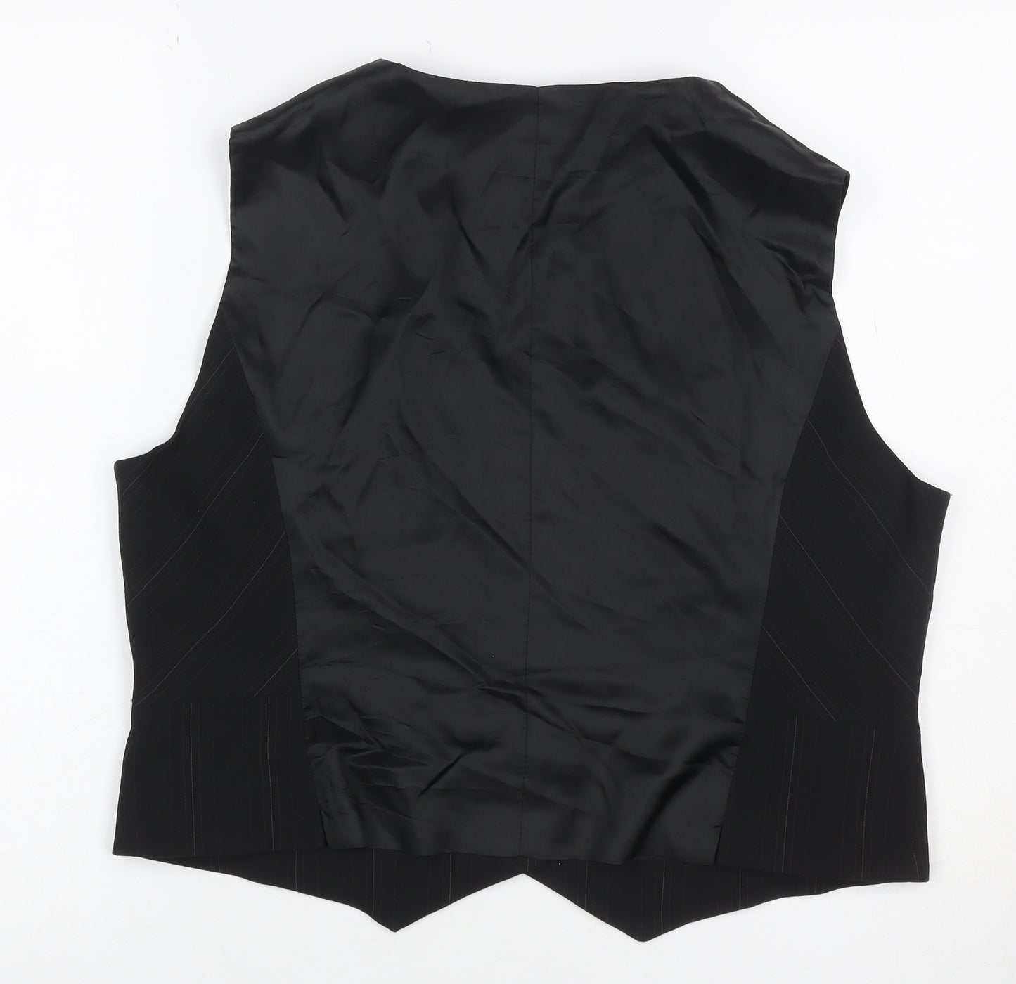 Marks & Spencer Women Black Pinstripe Waistcoat Size 18 Formal Lined