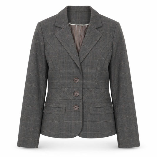 Next Women Grey Check Blazer UK 12 Regular Single-Breasted Workwear