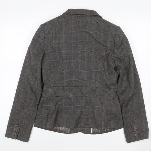 Next Women Grey Check Blazer UK 12 Regular Single-Breasted Workwear
