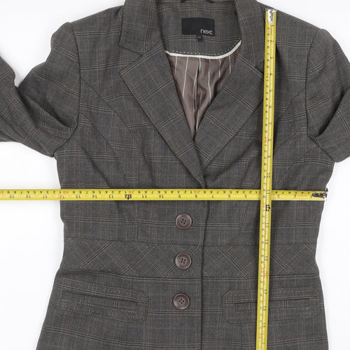Next Women Grey Check Blazer UK 12 Regular Single-Breasted Workwear