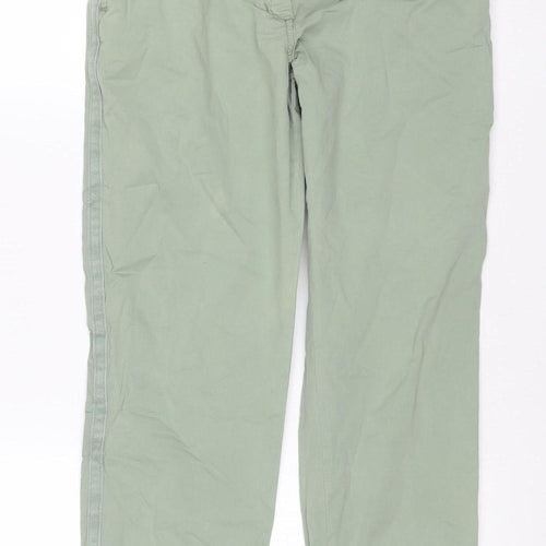 Marks & Spencer Women Green Size 10 Cotton Stretch Straight Trousers