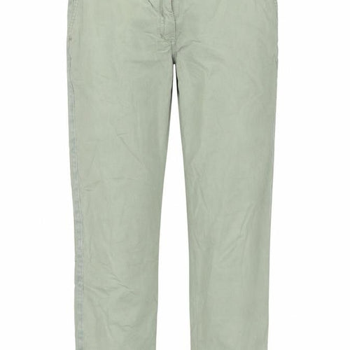 Marks & Spencer Women Green Size 10 Cotton Stretch Straight Trousers