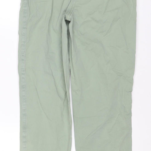 Marks & Spencer Women Green Size 10 Cotton Stretch Straight Trousers