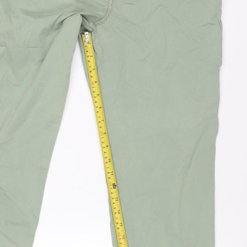 Marks & Spencer Women Green Size 10 Cotton Stretch Straight Trousers