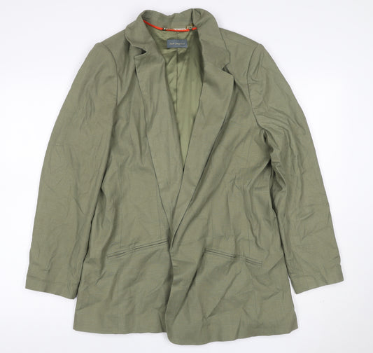Reiss Langford Women's Green Linen Blazer UK 18 Long Sleeve Lined