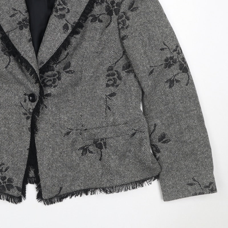 Gold by Michael H Women Grey Black Floral Blazer Jacket UK 18 Lined
