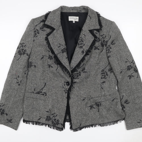 Gold by Michael H Women Grey Black Floral Blazer Jacket UK 18 Lined