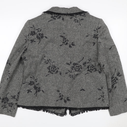 Gold by Michael H Women Grey Black Floral Blazer Jacket UK 18 Lined